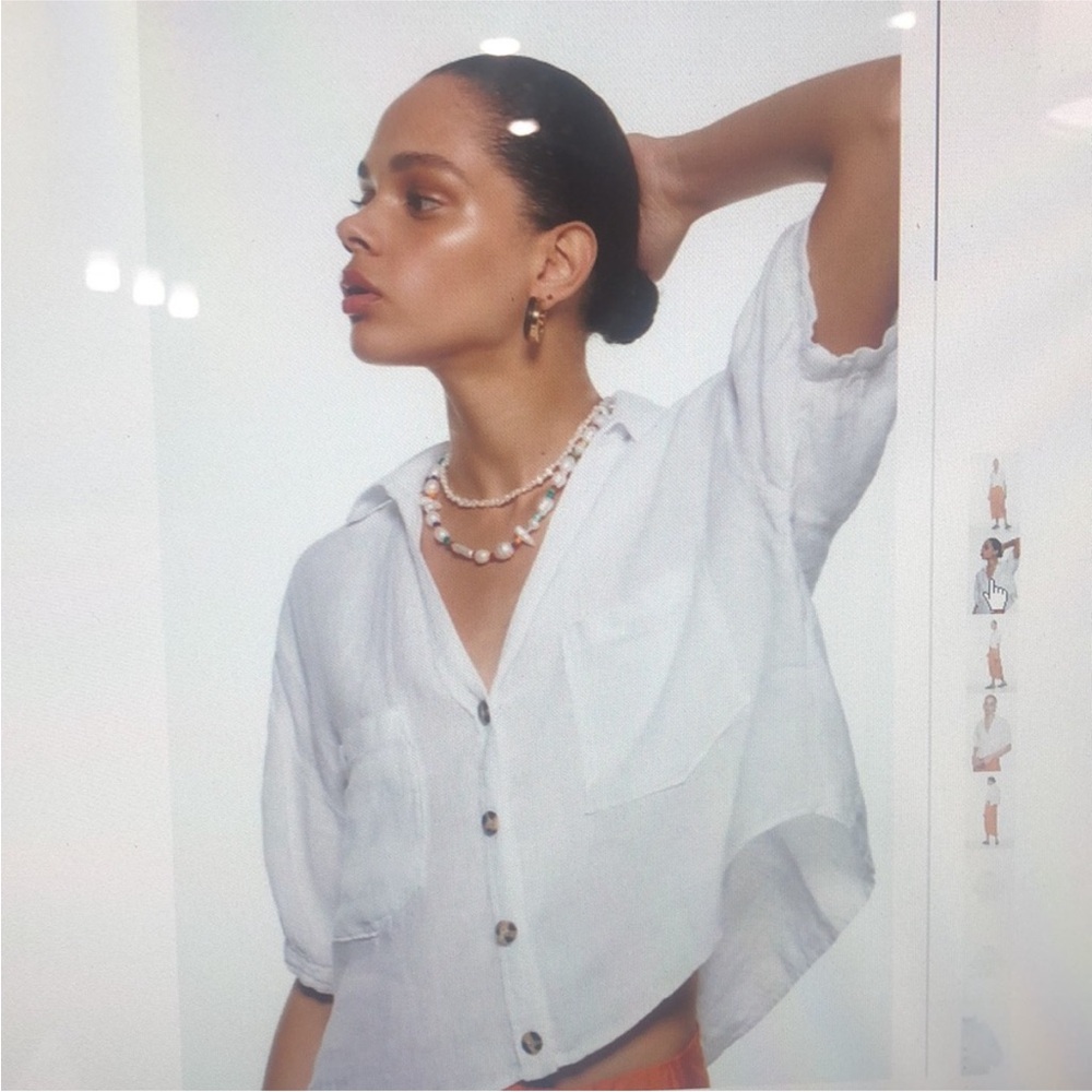 Zara the Godfather of  button down cropped linen top